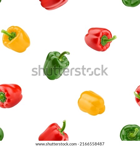 sweet Pepper, paprika isolated on white background, SEAMLESS, PATTERN
