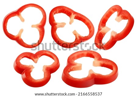 sweet pepper slice, paprika, isolated on white background, clipping path, full depth of field Royalty-Free Stock Photo #2166558537