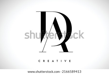DA Artistic Letter Logo Design with Creative Serif Font in Black and White Colors Vector Illustration Royalty-Free Stock Photo #2166589413