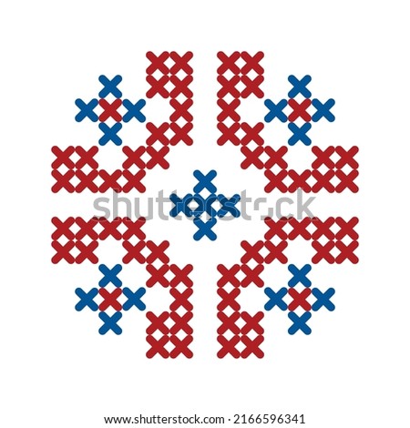 Folk pattern cross stitch snowflake or flower