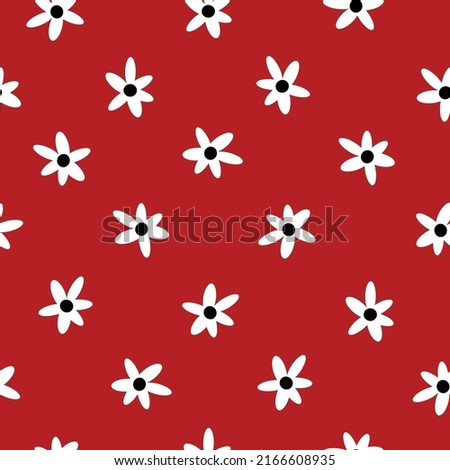 seamless vintage pattern. cute white flowers. red background. vector texture. fashionable print for textiles and wallpaper.
