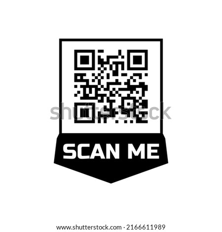 Scan me qr code icon for smartphone. Frame quick barcode app design. Vector payment phone template.