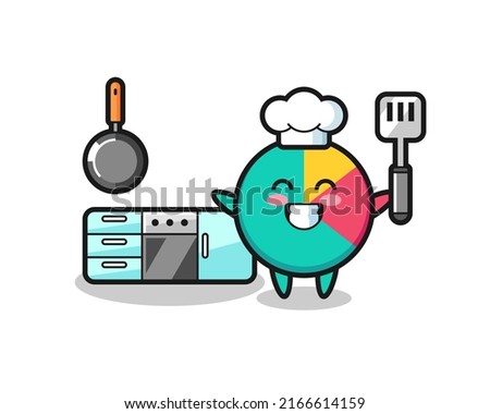 chart character illustration as a chef is cooking , cute style design for t shirt, sticker, logo element