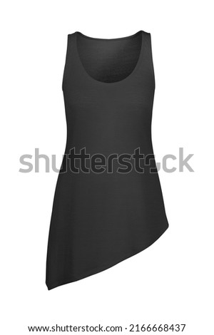 Black asymmetrical summer tunic isolated on white background Royalty-Free Stock Photo #2166668437