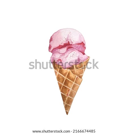 Watercolor draw ice cream clip art set