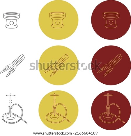 a set of linear icons for the hookah industry, can be in demand for placement on websites, for printing, for advertising, for illustration, for a textbook, for personal and commercial purposes