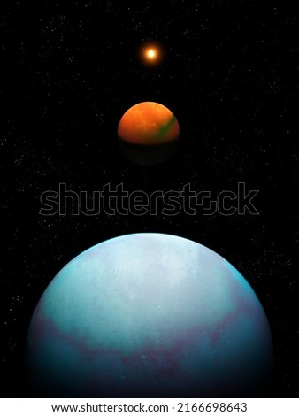 Parade of planets, beautiful cosmic landscape. Planets in deep space. Surface of the rocky planets.