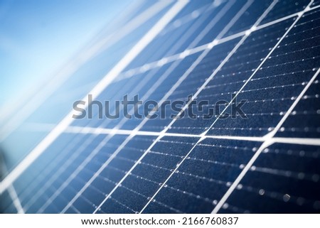 Solar power plant(solar cell) on summer season, hot climate causes increased power production, Alternative energy to conserve the world's energy, Photovoltaic module idea for clean energy production. Royalty-Free Stock Photo #2166760837