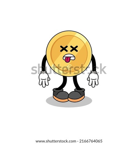 euro coin mascot illustration is dead , character design