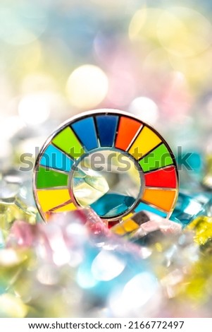 Sustainable Development Goals image, macro shot of the SDGs Badge Royalty-Free Stock Photo #2166772497