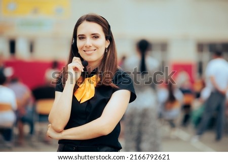 Event Coordinator Wearing Hands Free Microphone Organizing a Public Event. Wedding planner supervising the celebration party organization
 Royalty-Free Stock Photo #2166792621