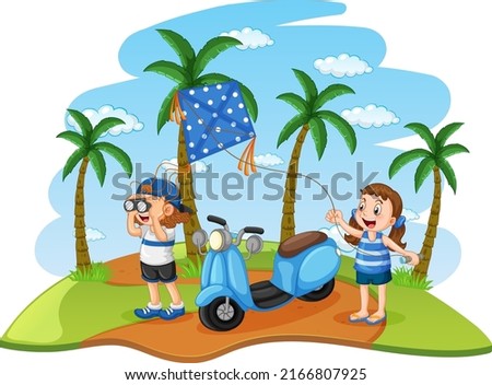 Road trip vacation at the beach illustration
