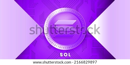 Crypto currency Solana (SOL) based on virtual cash and decentralized finance technology concept banner, background and wallpaper
