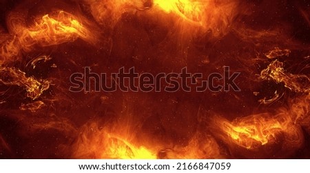 Ink water explosion effect. Orange fire flames. Abstract art background shot on Red Cinema camera 6k. Royalty-Free Stock Photo #2166847059