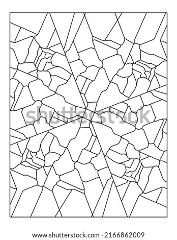 Adult coloring page of complex cracked glass pattern. Black and white pattern. Relieve stress and anxiety. EPS8 #574