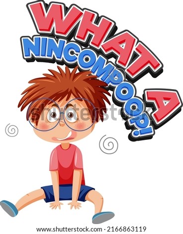 Cartoon character with word expression illustration