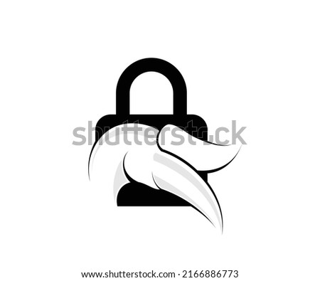 silhouette logo design padlock bird