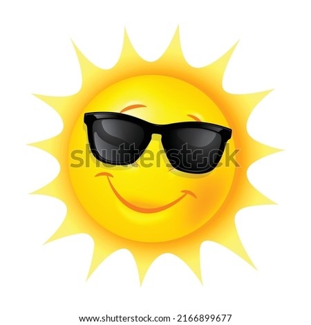 Smiley Sun With Sunglasses Vector Illustration and design character this illustration can be used as a Sticker, Label, or Clipart. 