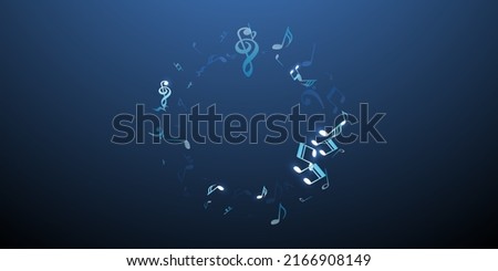 Music notes flying vector background. Melody notation signs burst. Pop music illustration. Retro notes flying elements with flat. Concert poster backdrop.
