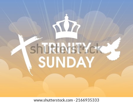 Trinity Sunday icon set vector. Holy trinity icon set isolated on a heavenly background. Christian feast design element. Important day Royalty-Free Stock Photo #2166935333