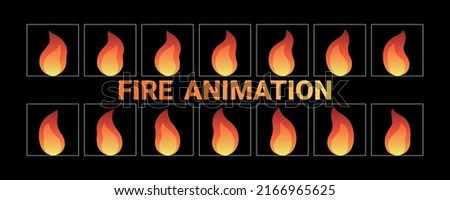 Fire animation. Cartoon style camp fire sprites for animation, video games. flame explode effect sprite sheet. Fire explosion.eps-10 vector illustration.