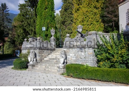stone lions in old royal garden