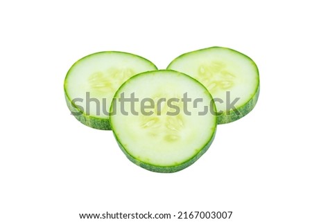 Slice of cucumber isolated on white with clipping path,Cucumber circle portion
