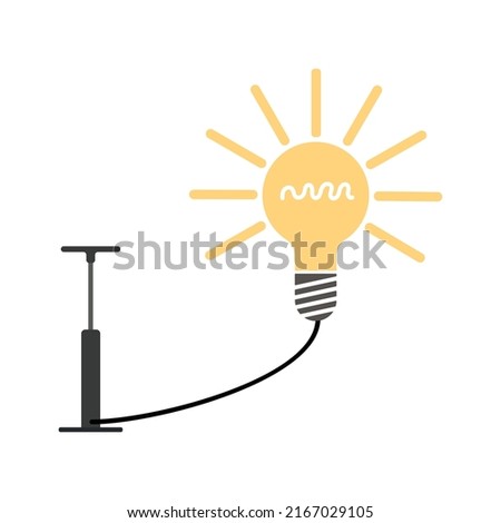 the pump inflates a light bulb that symbolizes the idea