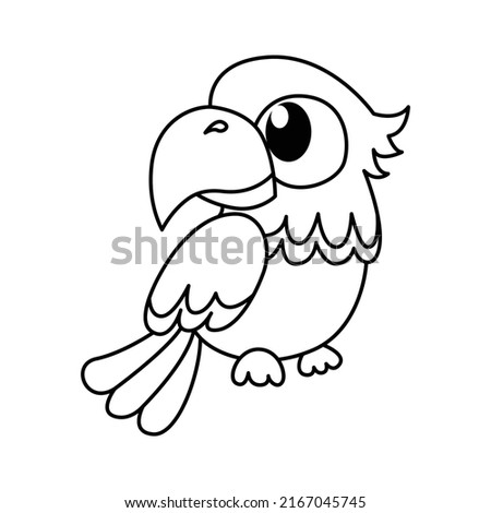 Cute parrot cartoon coloring page illustration vector. For kids coloring book.
