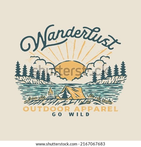 wanderlust illustration outdoor badge vintage design t shirt Royalty-Free Stock Photo #2167067683