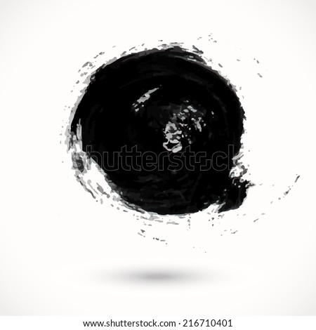 Ink grunge design elements. Vector black round spot on a white background