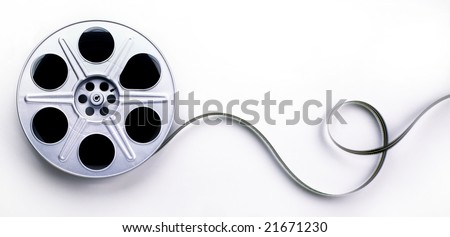 A reel of 35mm motion picture film on a white background Royalty-Free Stock Photo #21671230