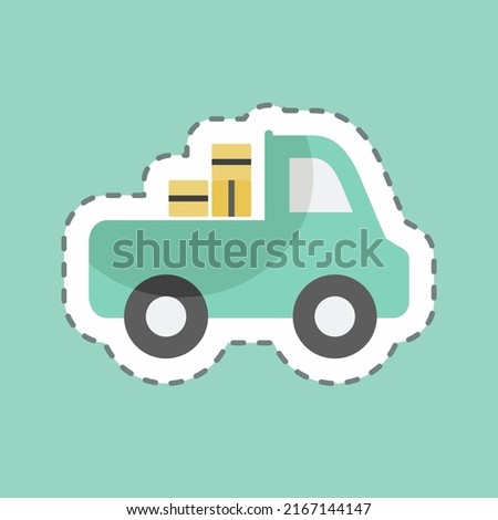 Sticker line cut Pickup Truck. suitable for Garden symbol. simple design editable. design template vector. simple symbol illustration