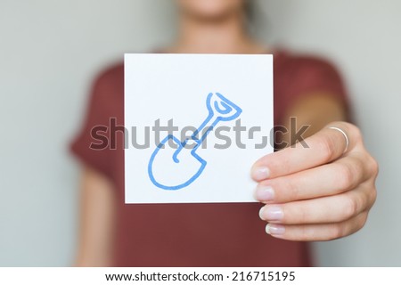 drawing image shovel in hand