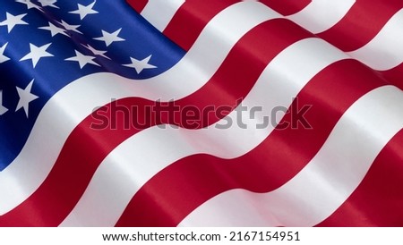AMERICAN FLAG WAVING. NATIONAL SYMBOL IN USA. MEMORIAL DAY CONCEPT AND INDEPENDENCE DAY CELEBRATION IN THE UNITED STATES.
