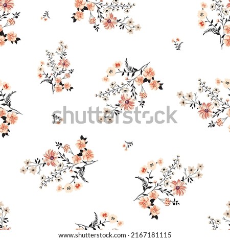 cute small flower seamless pattern on white background Royalty-Free Stock Photo #2167181115