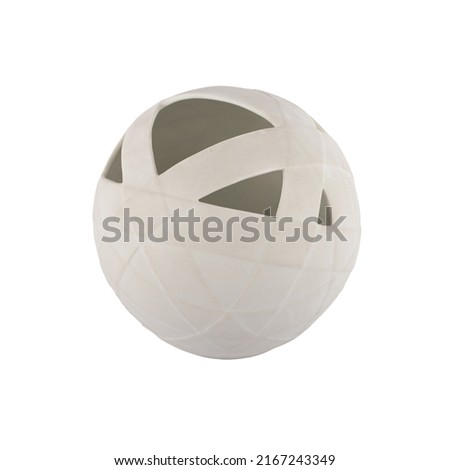 white hollow ceramic ball on white background