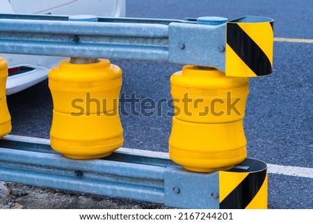 Plastic barriers blocking the road Thailand.