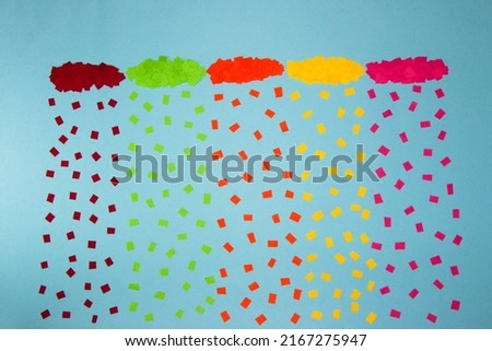 summer colorful snow, creative art design, snow in various colors falls in summer, party time