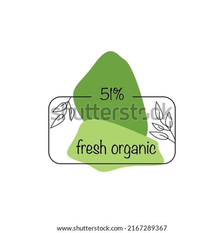 Flat vector design.
In the illustration: 51% fresh and organic product. Picture on a white background. Ideal as a sticker and label for your product.