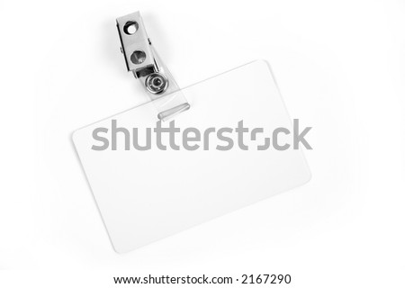 White badge ID isolated against white background