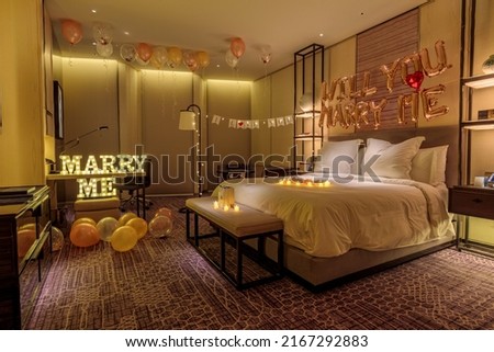 "Marry me" Propose in Hotel Room Royalty-Free Stock Photo #2167292883