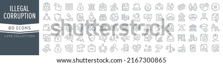 Corruption and illegal line icons collection. Big UI icon set in a flat design. Thin outline icons pack. Vector illustration EPS10 Royalty-Free Stock Photo #2167300865