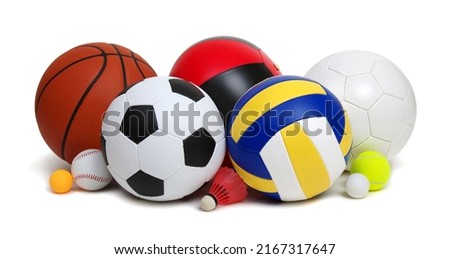Various sport equipments isolated on white background Royalty-Free Stock Photo #2167317647