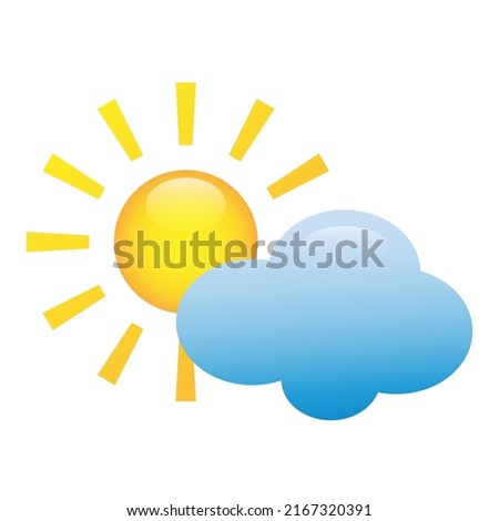 Sun and cloud weather web icon, meteorology shapes sign. Weather forecast vector icon.