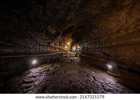 It is a beautiful scenery of Manjanggul Cave, a longan cave in Jeju Island.