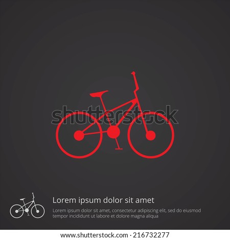 bike outline thin symbol, red on dark background, logo editable, creative template 