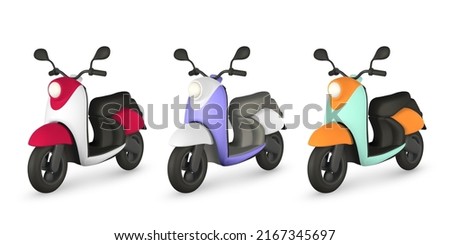 3d retro scooter on white background. Classic motor scooter. Vector illustration.