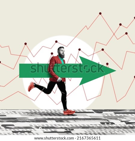 Striving to move forward. Art business collage. Royalty-Free Stock Photo #2167365611