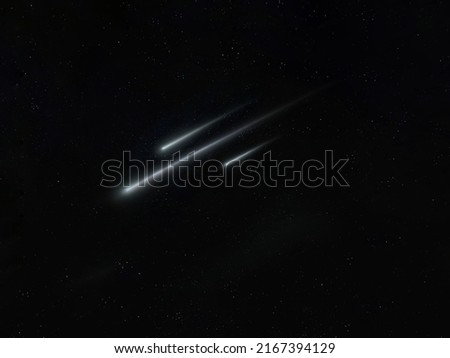 Meteorites glow brightly in the atmosphere. beautiful meteors on a starry night.
